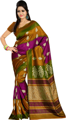 

Right Shape Printed Mysore Art Silk Saree(Magenta), Wine