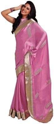 

Party Wear Dresses Printed Fashion Pure Chiffon Saree(Pink)