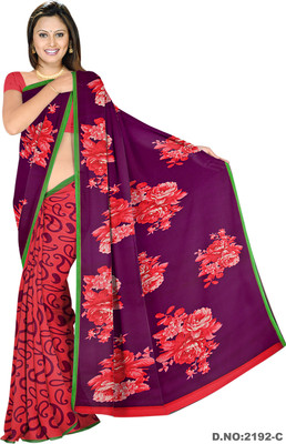 

Vardan Prints Printed Bollywood Georgette Saree(Red), Purple;red