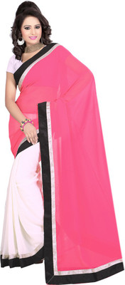

Ansu Fashion Plain Fashion Georgette Saree(Pink)