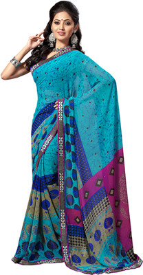 

Khushali Self Design, Printed Fashion Georgette Saree(Light Blue, Multicolor)