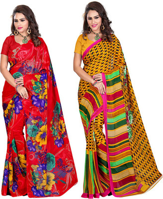 

Araja Printed Fashion Georgette Saree(Pack of 2, Red)