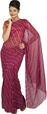 

Jaipur Kurti Printed Bandhej Georgette Saree(Purple), Wine