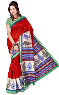 

Cenizas Printed Fashion Crepe Saree(Multicolor), Red