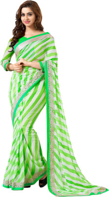 

Brijraj Printed Fashion Georgette Saree(Green, White)