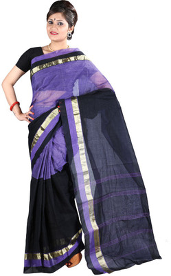 

Hawai Solid Fashion Cotton Saree(Black, Blue)