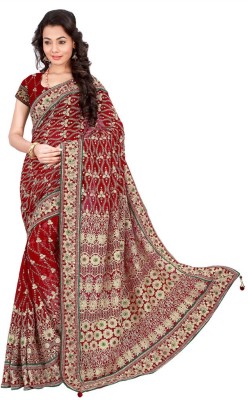 

Desi Butik Embroidered Fashion Georgette Saree(Maroon)