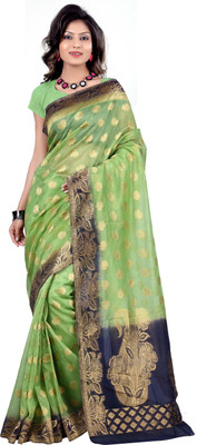 

It's Banii Woven Banarasi Silk Saree(Green, Blue), Blue;green
