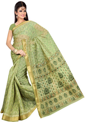

revathi textiles Printed Daily Wear Cotton Saree(Green)