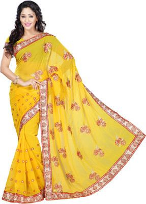 

Desi Butik Embroidered Fashion Art Silk Saree(Multicolor)