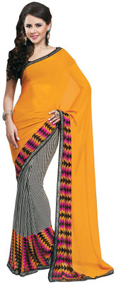 

Indian Wear Online Printed Fashion Pure Chiffon Saree(Multicolor), Multicolor552