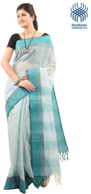 

Tantuja Self Design Dhaniakhali Handloom Cotton Saree(Blue)