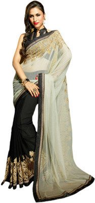 

Vishal Printed, Embroidered Fashion Georgette Saree(Black)