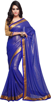 

Sourbh Sarees Solid Fashion Georgette Saree(Blue)
