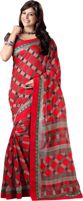 Saara Printed Fashion Cotton Saree(Red)