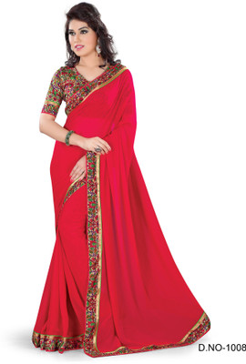 

Indianbeauty Solid, Printed Bollywood Chiffon, Printed Silk Saree(Red)