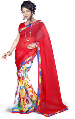 

Khushali Self Design, Printed Fashion Georgette Saree(Red, Multicolor), Multicolor;red