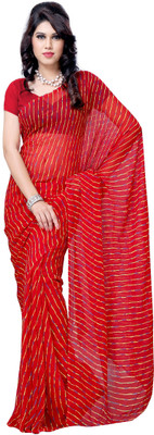 

JTInternational Printed Daily Wear Handloom Georgette Saree(Multicolor), Red;white