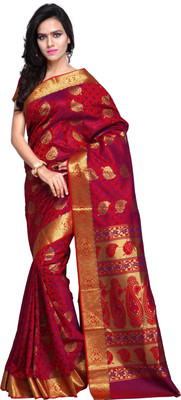 

Varkala Silk Sarees Woven Kanjivaram Saree(Red)