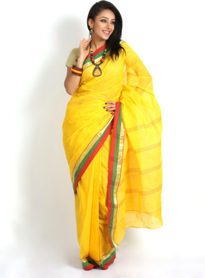 

Purabi Woven Tant Handloom Cotton Saree(Yellow)