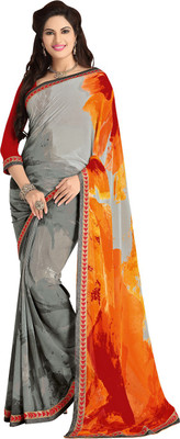 

Saara Printed Fashion Georgette Saree(Grey, Orange)