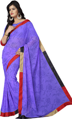 

Jiya Self Design, Printed Fashion Chiffon Saree(Purple, Multicolor), Multicolor;purple