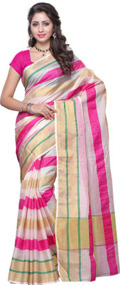 

Mimosa Woven Banarasi Handloom Banarasi Silk Saree(White), Off white