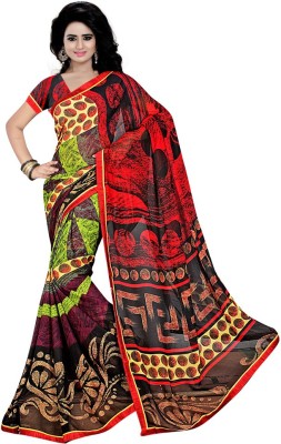 

Party Wear Dresses Printed Fashion Chiffon Saree(Black)