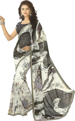 

PSHOPEE Printed Fashion Chiffon Saree(Grey)