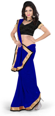 

Party Wear Dresses Solid Fashion Georgette Saree(Dark Blue)