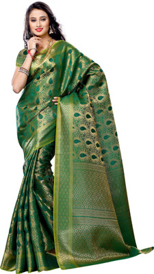 

Mimosa Woven Kanjivaram Art Silk Saree(Green)