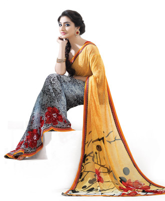 

Indianbeauty Self Design, Printed Fashion Georgette Saree(Yellow)