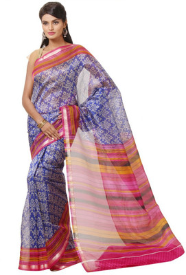 

JTInternational Printed Bhagalpuri Silk Saree(Blue, Pink)