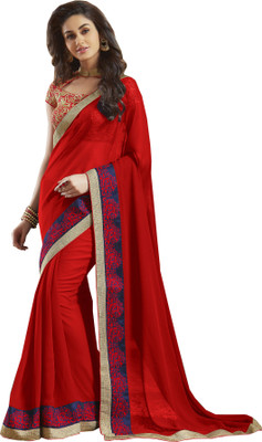 

Parisha Embroidered Daily Wear Georgette Saree(Red)