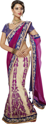 

Jiya Self Design, Embroidered, Embellished Fashion Net, Satin Saree(Magenta, Beige), Beige;magenta