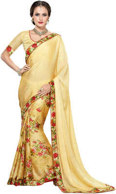 

Jiya Self Design, Printed, Embellished Fashion Satin Saree(Yellow, Multicolor), Multicolor;yellow