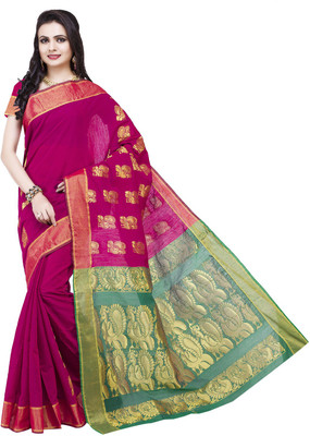 

Ishin Self Design Fashion Cotton Saree(Pink)