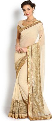 

Soch Embroidered Fashion Chiffon Saree(White), Cream