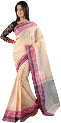 

Hawai Solid Tant Handloom Cotton Saree(Beige)