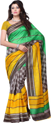 

JTInternational Geometric Print Fashion Art Silk Saree(Multicolor)