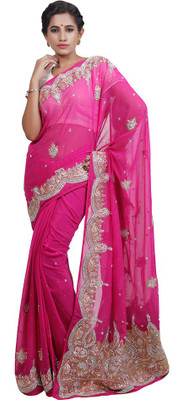 

Adaab Embroidered Bollywood Georgette Saree(Pink)