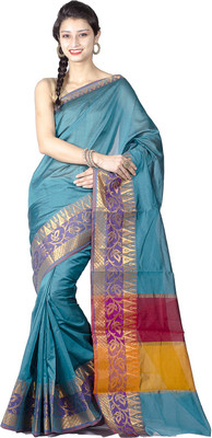 Chandrakala Printed Banarasi Art Silk Saree(Dark Green), Sea green