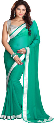 

Sourbh Sarees Solid Fashion Georgette Saree(Green), Teal