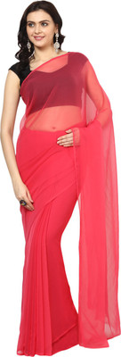 

Aksara Solid Daily Wear Chiffon Saree(Pink), Gajri