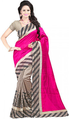 

Indian Wear Online Printed Fashion Cotton Saree(Pink)