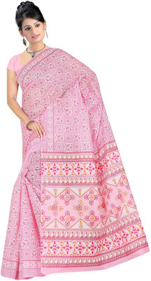 

revathi textiles Printed Gadwal Cotton Saree(Pink)