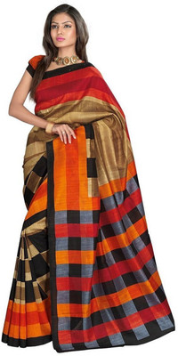 

Ewows Checkered Bhagalpuri Art Silk Saree(Multicolor)