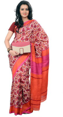 

Tantuja Printed Fashion Handloom Silk Saree(Multicolor), Flame