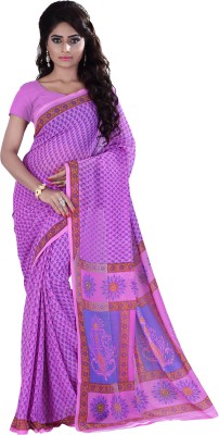 

Khoobee Self Design, Printed Fashion Georgette Saree(Pink, Light Blue, Purple), Light blue;pink;purple