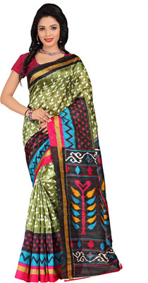 

Lovelylook Printed Daily Wear Art Silk Saree(Green, Multicolor), Green & multi